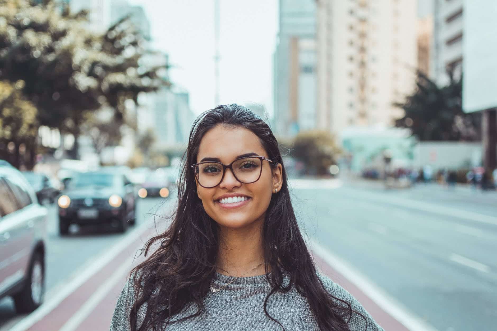 woman wearing black eyeglasses