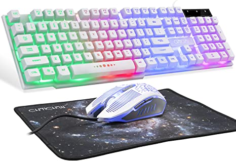 Gaming LED Backlit Keyboard and Mouse Combo with Emitting LED Backlight  for PC Raspberry Pi Mac Ps5 (Under $19)