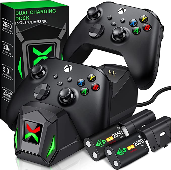 Controller Charger Station with 2x2550mAh Rechargeable Battery Packs for Xbox One/Series X|S (Under $33)