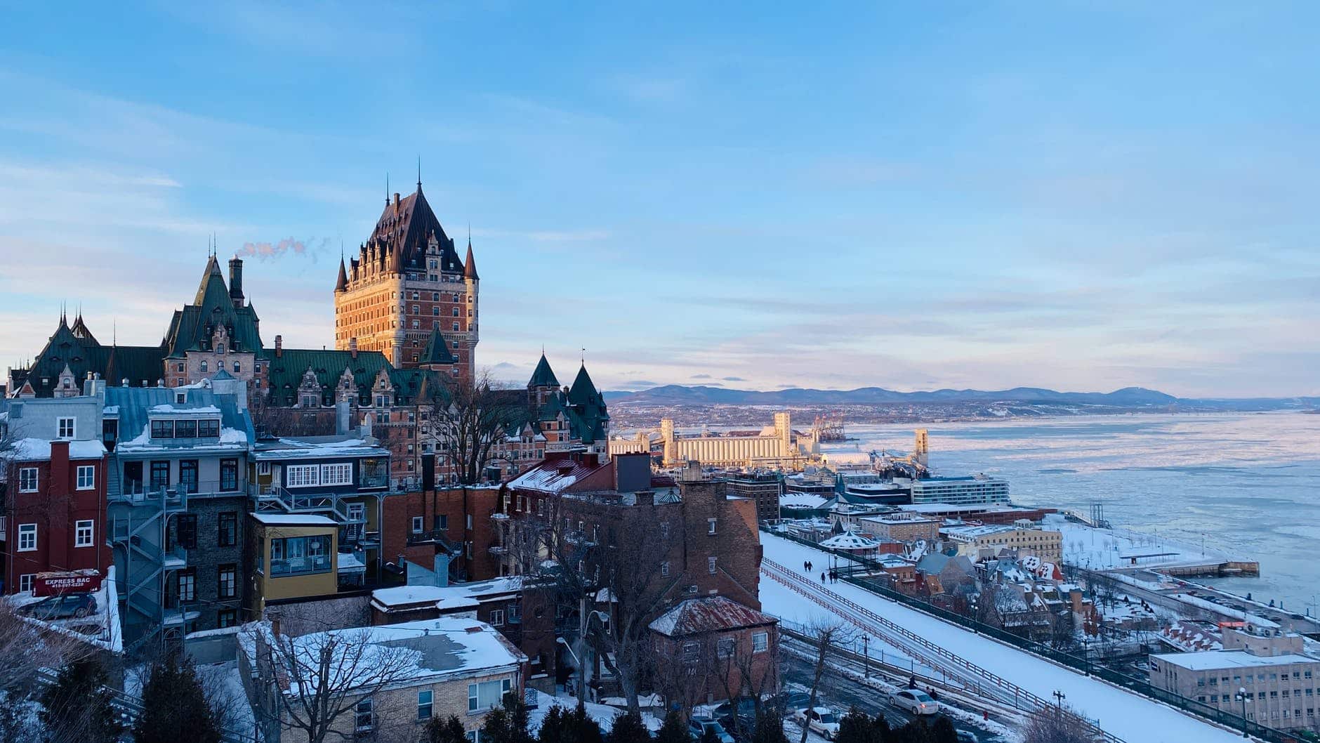 quebec city skyline in winter