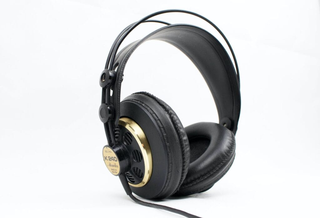 black corded headset