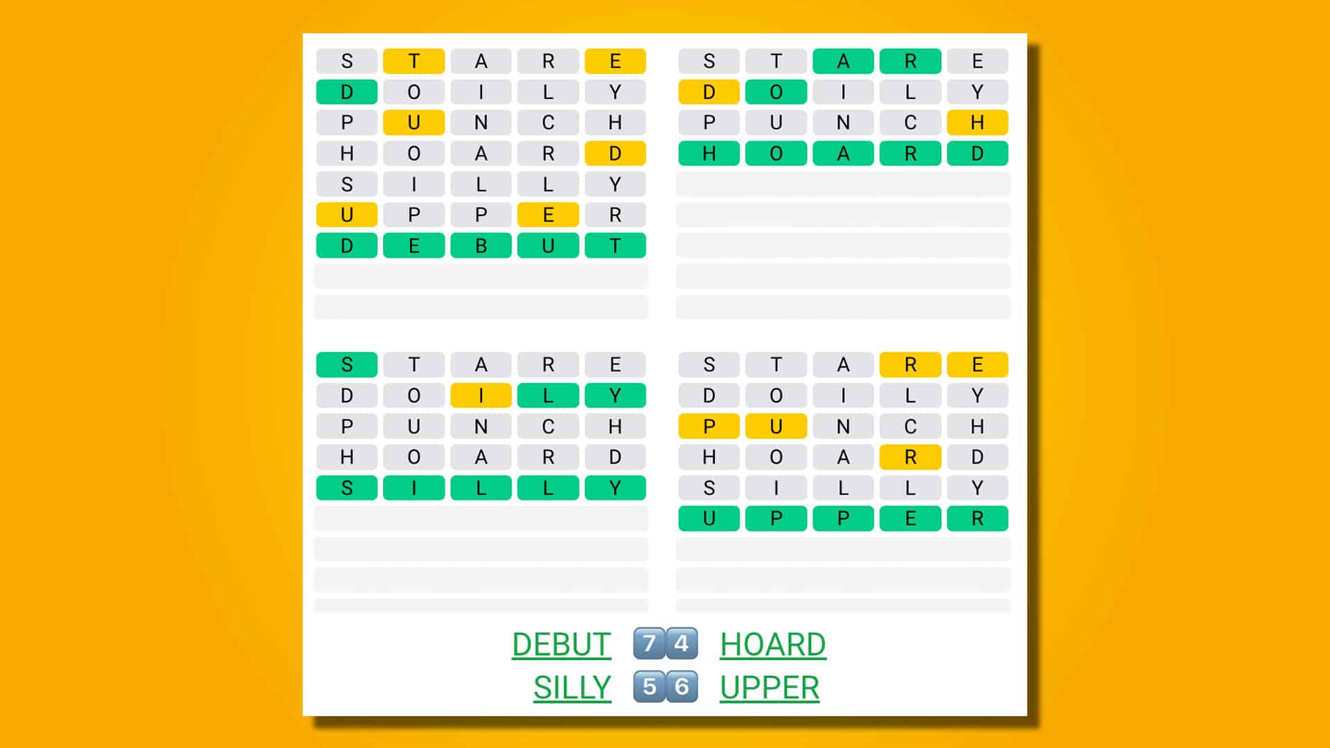 Quordle today - hints and answers for Tuesday, July 18 (game #540) 1 9FnYPzmoJNSNNWqhUnt6eV