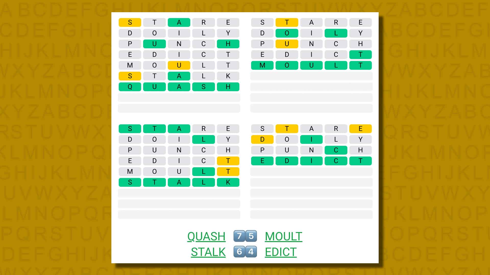 Quordle today – hints and answers for Sunday, August 6 (game #559)